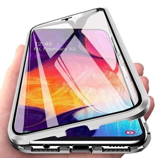 Magnetisk deksel Samsung Galaxy A70 med skjermbeskytter - sølv - Elkjøp