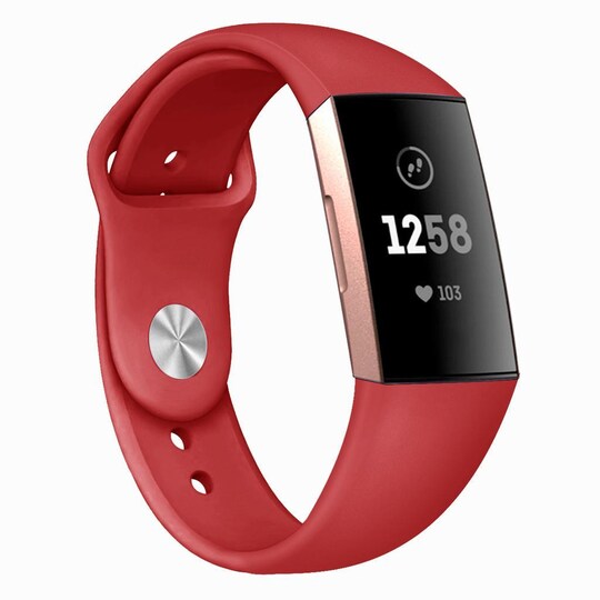 Fitbit Charge 3/4 armbånd silikon rød (L) - Elkjøp