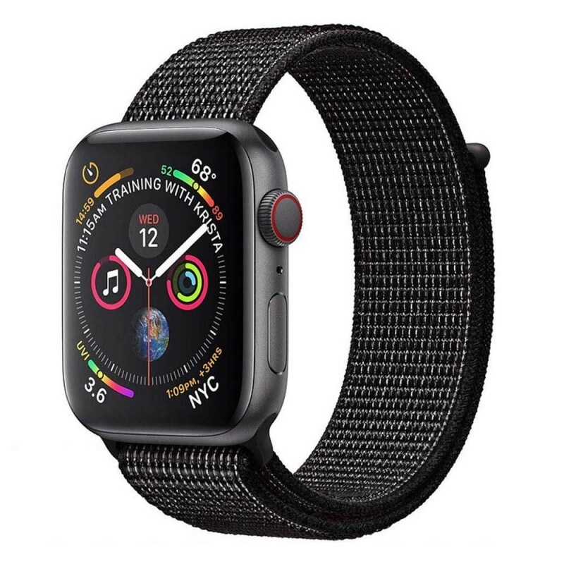Apple Watch 4 (44mm) Nylon armbånd - Black Nike - Elkjøp