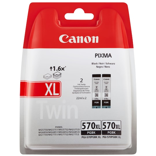 Canon blekkpatron PGI-570XL Sort (2 pakk) - Elkjøp