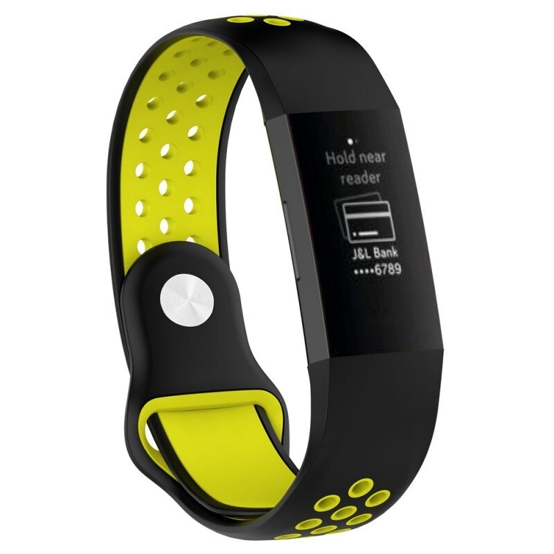 EBN Sport armbånd Fitbit Charge 3 - Svart / gul - Elkjøp