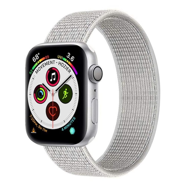 Apple Watch 5 (44mm) Nylon armbånd - Summit White