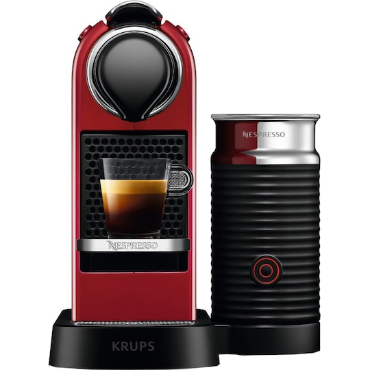 NESPRESSO® CitiZ & Milk kaffemaskin fra Krups, Rød - Elkjøp