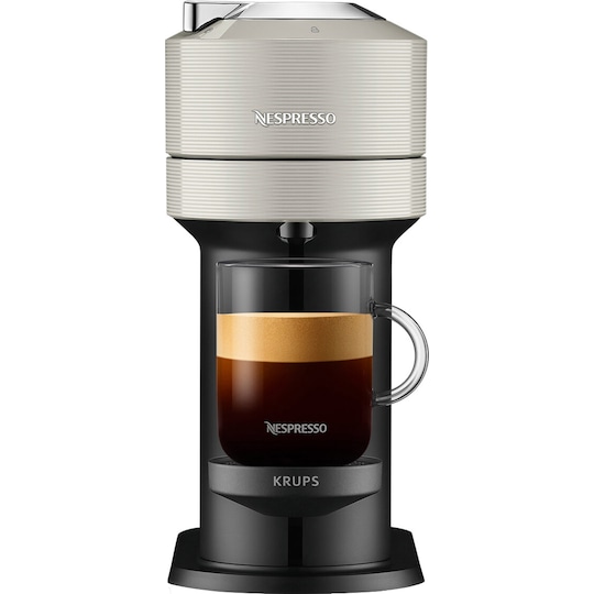 NESPRESSO® Vertuo Next kaffemaskin fra Krups, Lys grå - Elkjøp