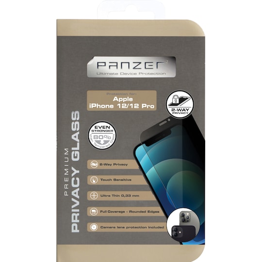 Panzer Privacy skjermbeskytter til iPhone 12/12 Pro (sort) - Elkjøp