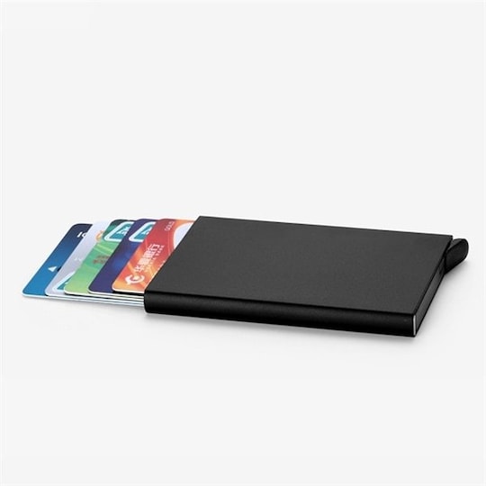 Kortholder kredittkortdeksel RFID-beskttet Aluminium Pop-up - Svart - Elkjøp