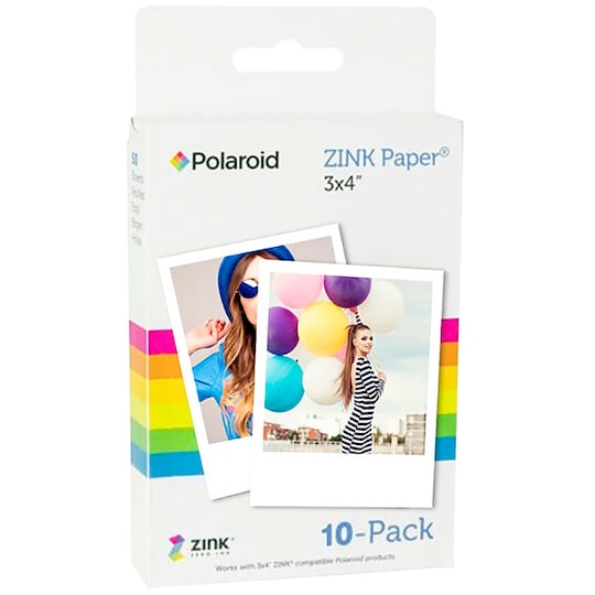 Polaroid ZINK Zero-Ink fotopapir 3" x 4" (10-pakning) - Elkjøp