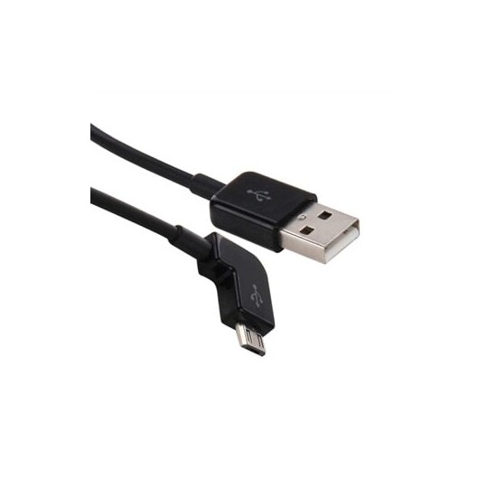 USB til MicroUSB-kabel - Vinklet Kort modell - Sort - Elkjøp