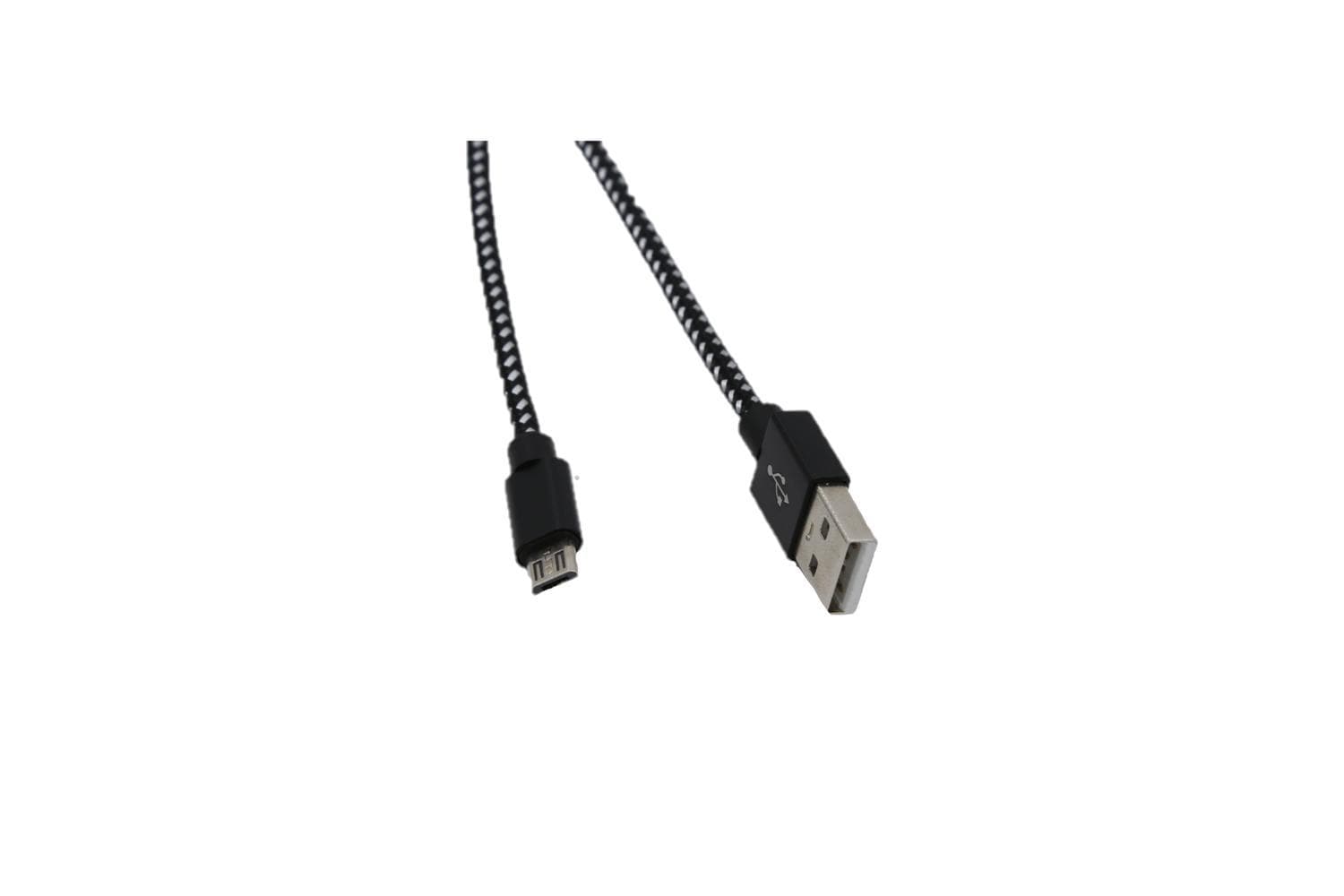 Ekstra lang ladekabel i nylon, USB til Micro USB 3m - Svart / hvit - Elkjøp