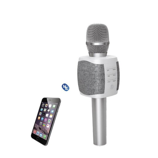 Karaoke mikrofon og høyttalere 2 i 1, sølv - Elkjøp