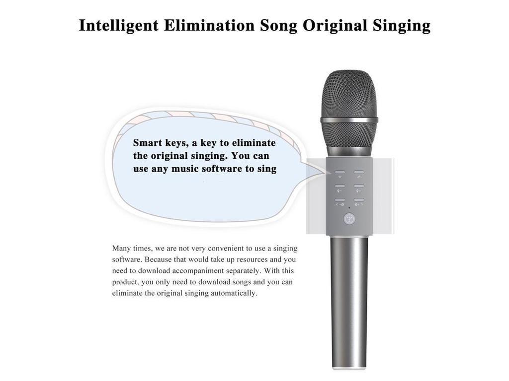 Karaoke-mikrofon med Bluetooth-høyttaler 5W - sølv - Mikrofon - Elkjøp