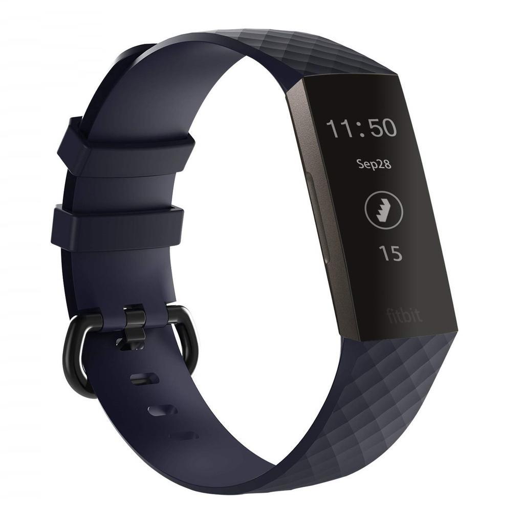 Fitbit Charge 3/4 armbånd silikon - mørk blå - liten - Elkjøp