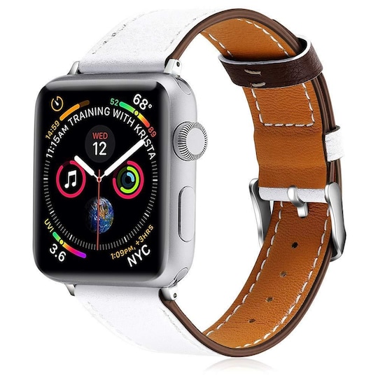 Apple Watch armbånd 38 mm i ekte lær - hvitt - Elkjøp