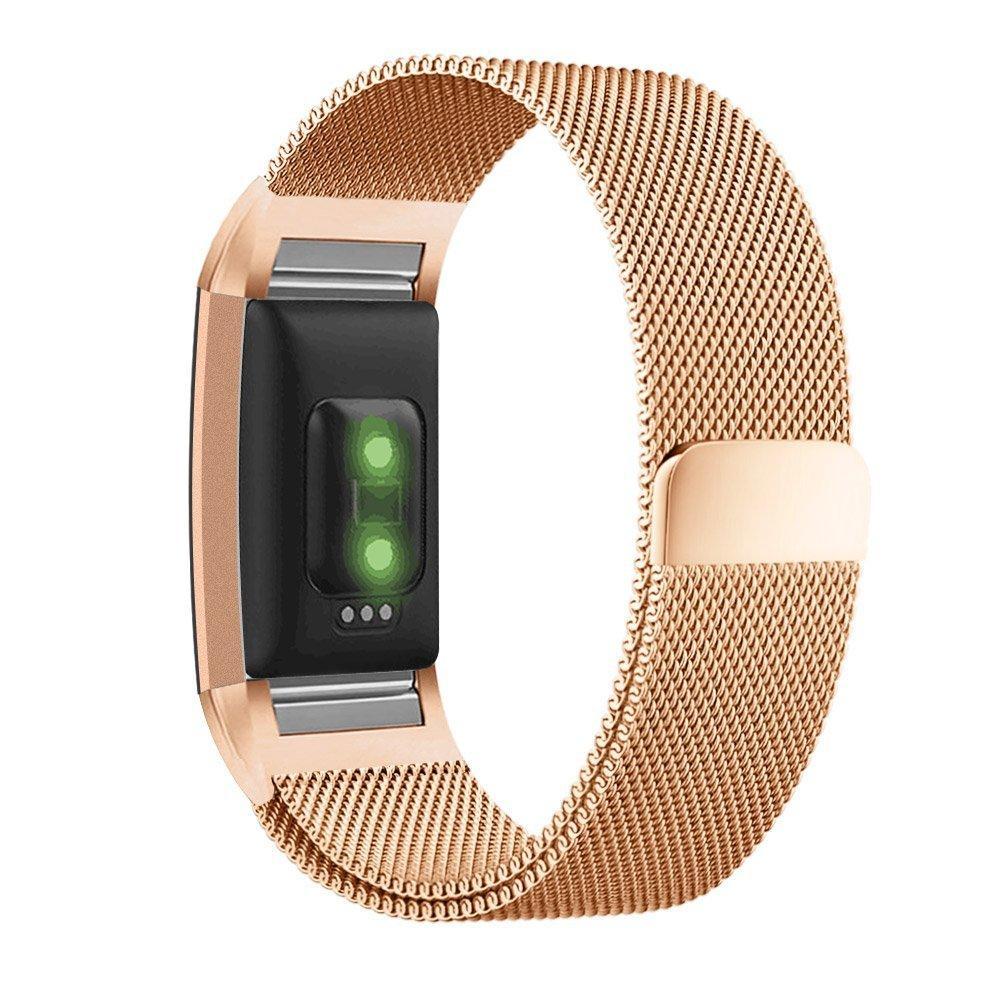 Fitbit Charge 2 armbånd milanesisk loop - Rosegull - L - Elkjøp