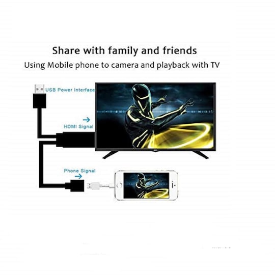 Universal USB til HDMI-adapter for iPhone og Android - svart - Elkjøp