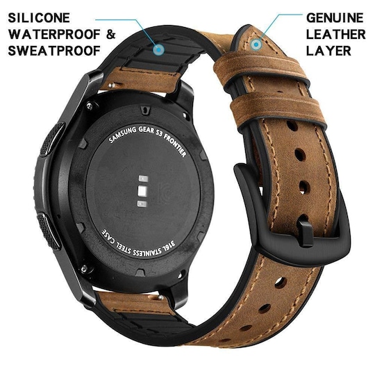 Armbånd Samsung Gear S3 Classic / Frontier / Galaxy Watch Leather - brun -  Elkjøp
