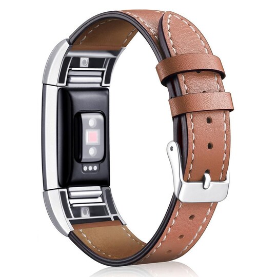 Fitbit Charge 2 armbånd i lær brun - Elkjøp