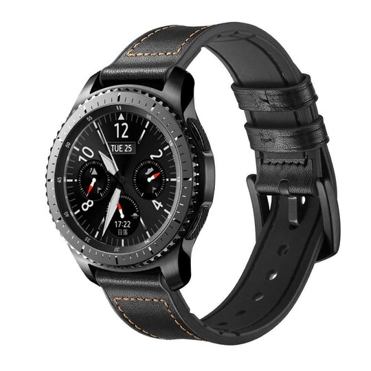 Klokkereim i sort lær til Samsung Gear S3 Classic, Frontier, Galaxy Watch  22 mm - Elkjøp