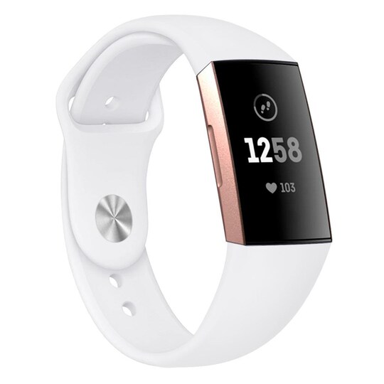 Fitbit Charge 3/4 armbånd silikon - hvit - L. - Elkjøp