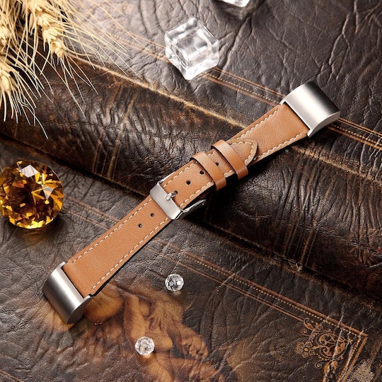 Fitbit Charge 2 armbånd i lær brun - Elkjøp