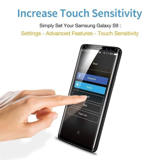 Skjermbeskytter Samsung Galaxy S9 Herdet Glass Svart - Elkjøp