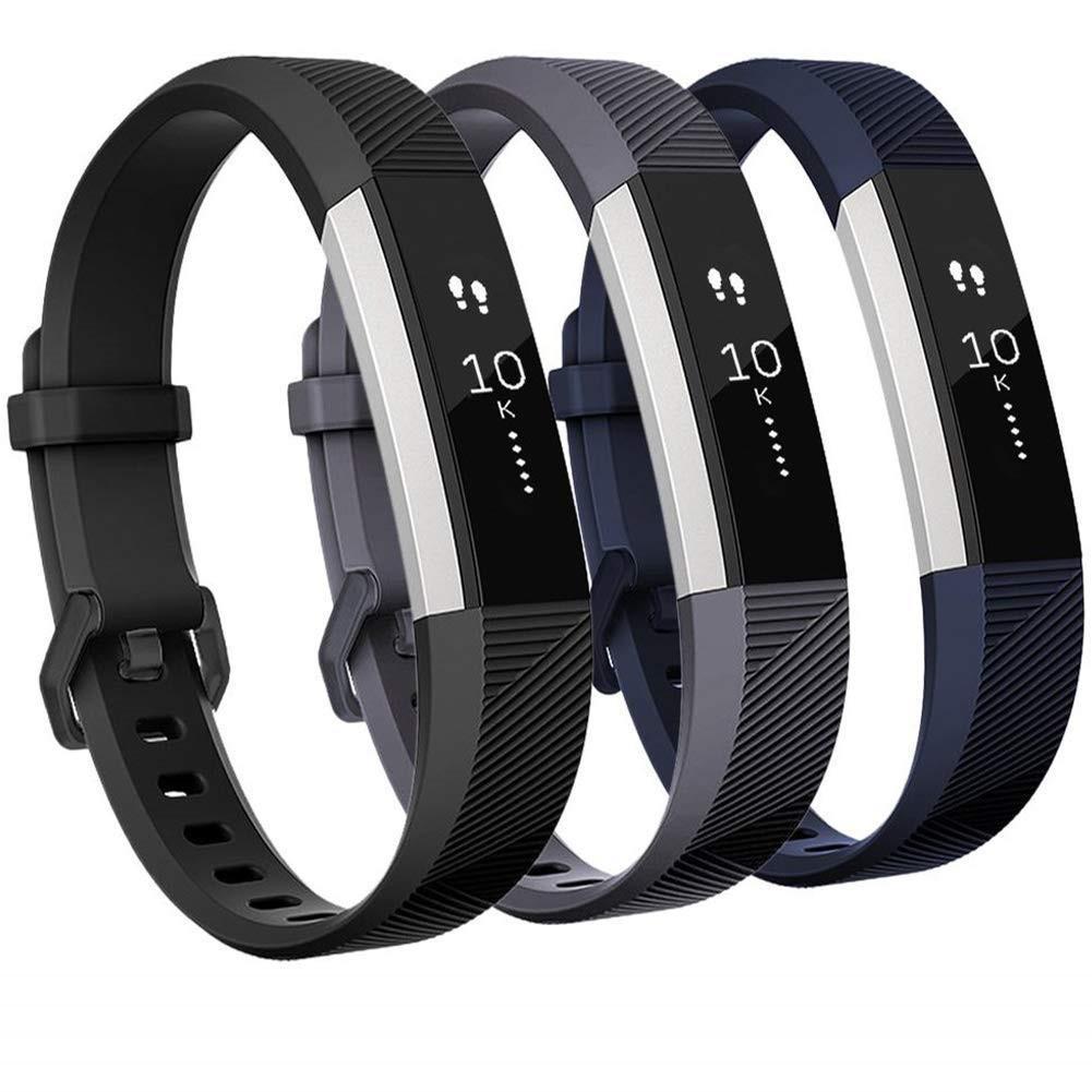 Fitbit Alta/Alta HR armbånd silikon - 3-pack (S) - svart/grå/blå - Tilbehør  klokker - Elkjøp