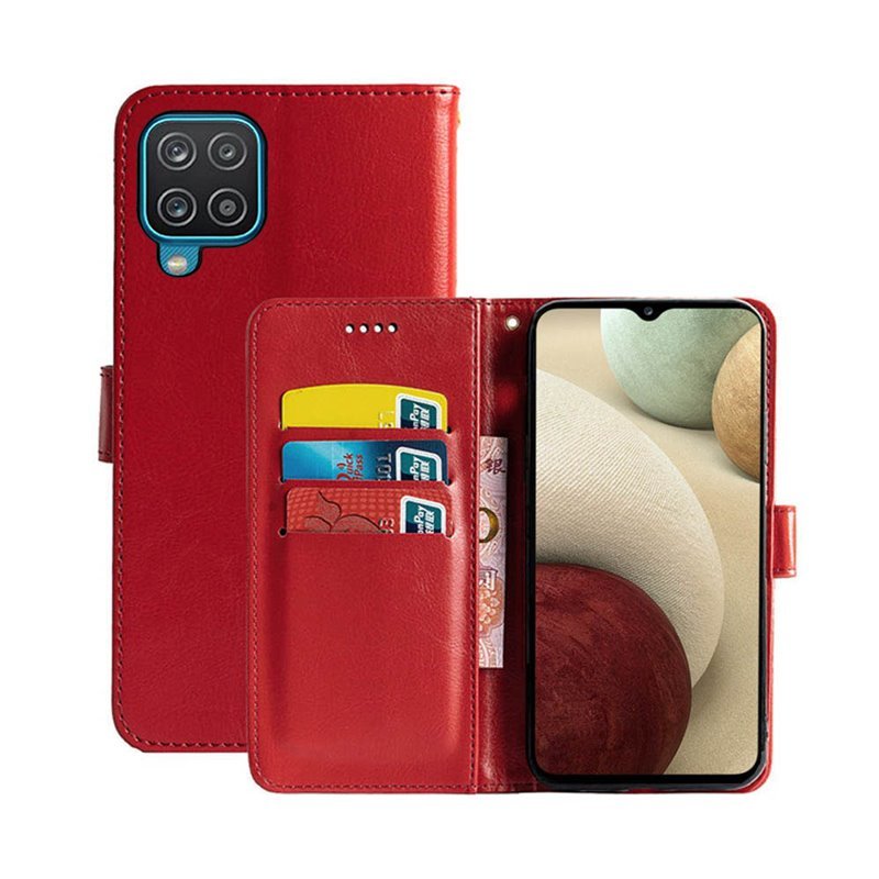 Lommebokdeksel 3-kort Samsung Galaxy A12 - RØD - Elkjøp