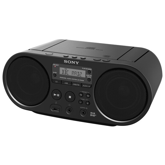 Sony ZS-PS55B CD Boombox med DAB+/FM-radio (sort) - Elkjøp