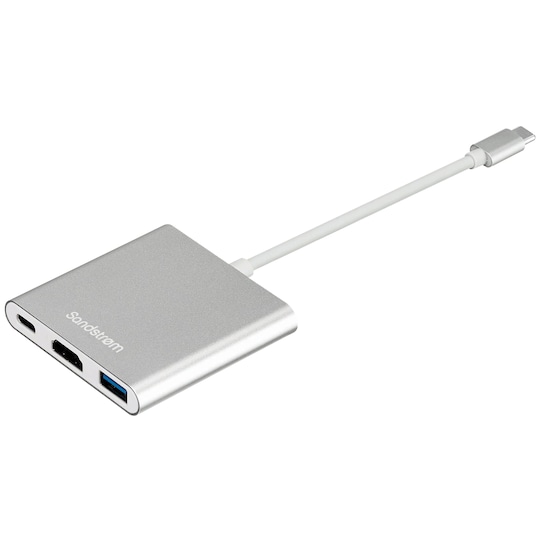 Sandstrøm USB-C multi-adapter (sølv) - Elkjøp