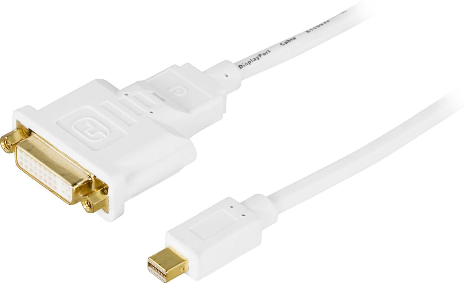 DELTACO mini DisplayPort for DVI-I-kabel, ha-ho, 1m, hvit - Elkjøp