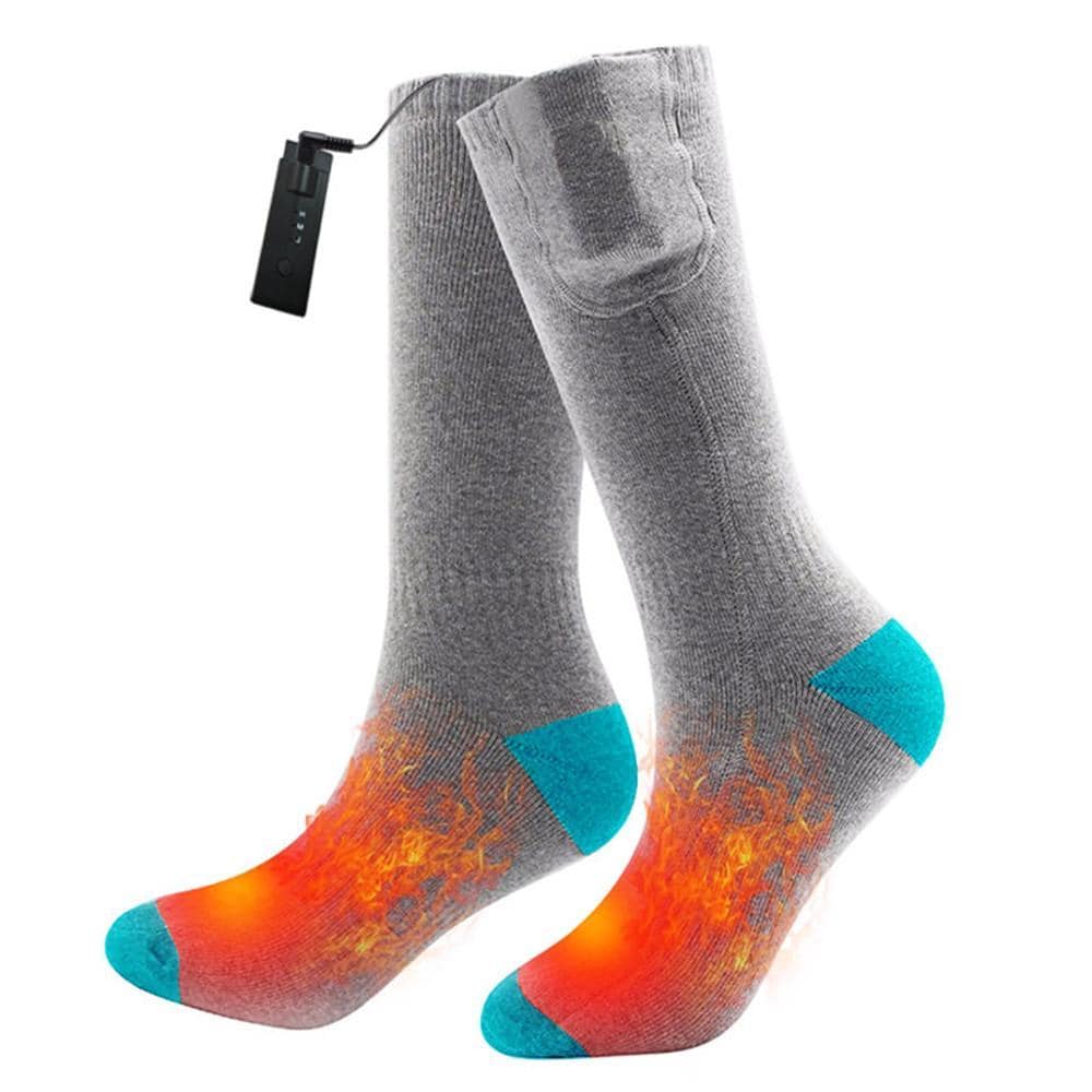 Batterioppvarmede sokker - grå / blå - Elkjøp