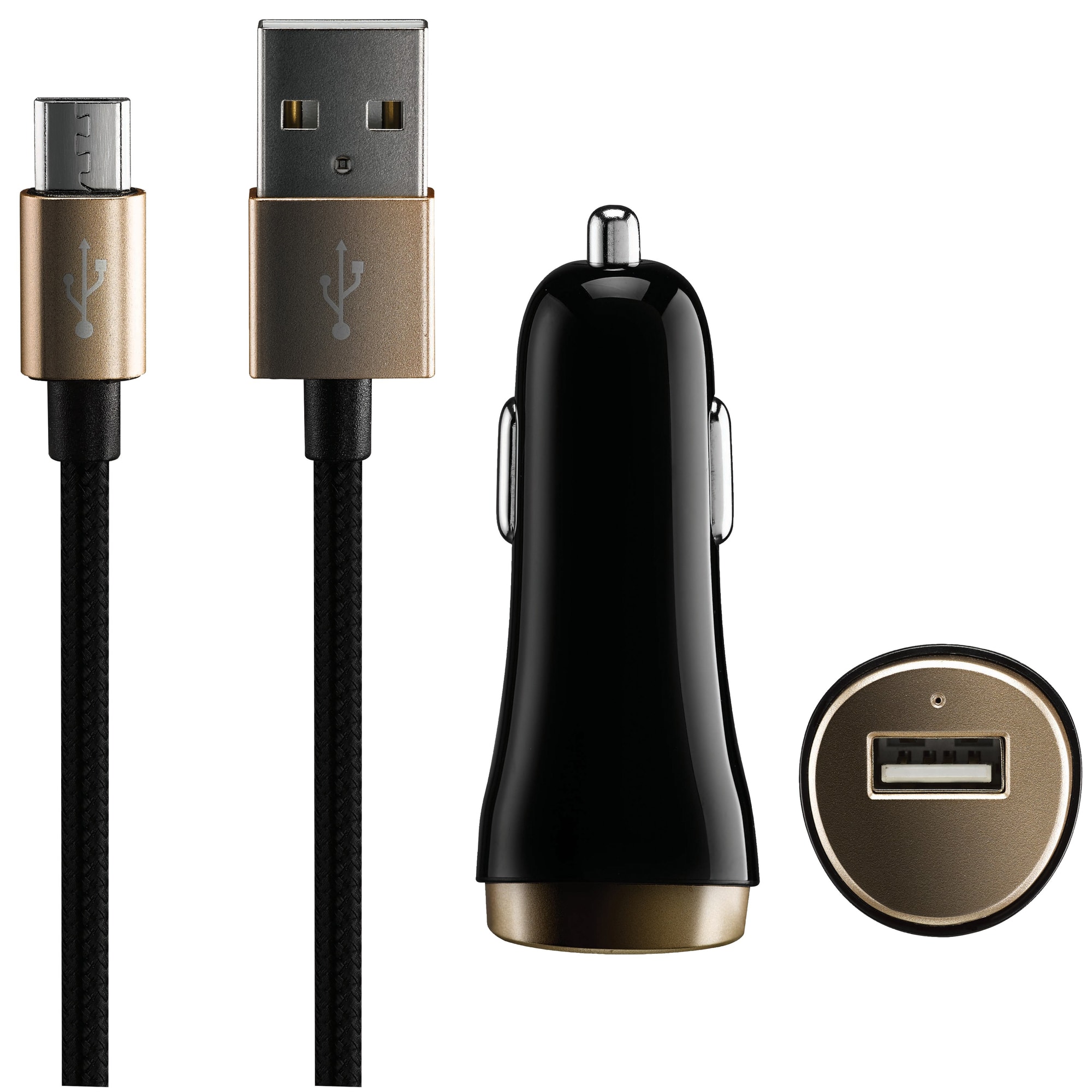 Sandstrøm Micro USB rask billader (sort/gull) - Elkjøp