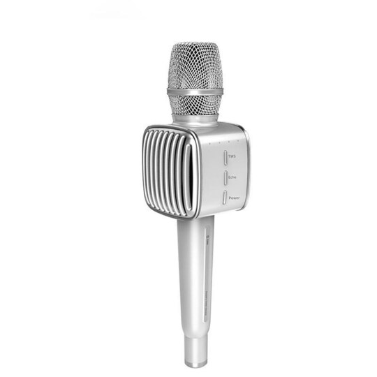 Karaoke mikrofon trådløs med Bluetooth-høyttaler sølv - Elkjøp