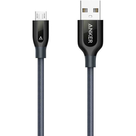 Anker PowerLine Plus USB-A til microUSB 0,9 m ladekabel (grå) - Elkjøp