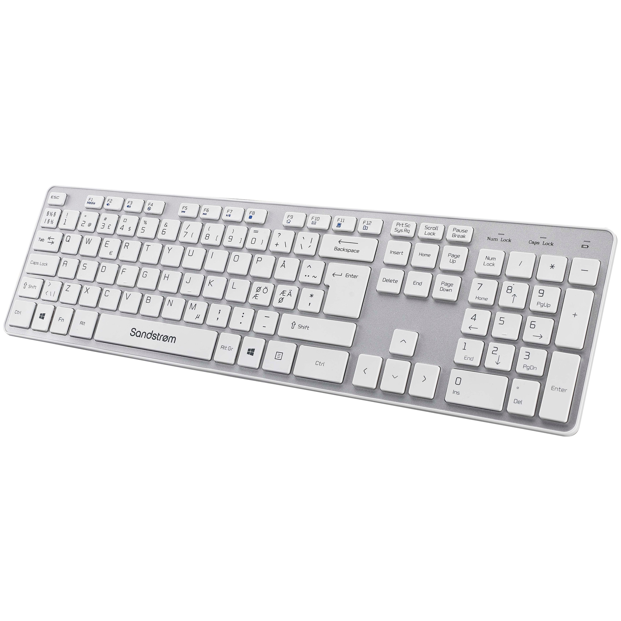 Sandstrøm trådløst tastatur (hvit/grå) - Mus og tastatur - Elkjøp