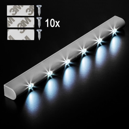 10 LED lys - lyslist med bevegelsesdetektor - grå - Elkjøp