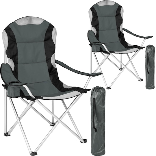 2 campingstoler med polstring - grå - Elkjøp