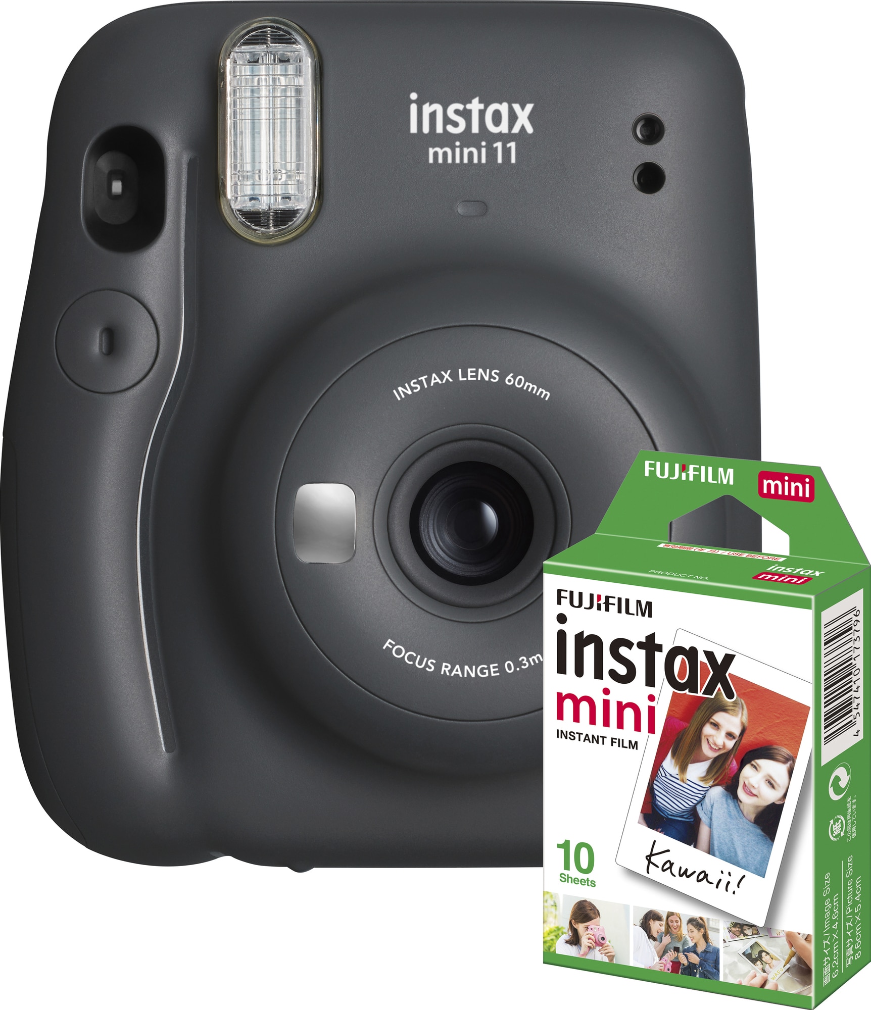 Fujifilm Instax Mini 11 kompaktkamera (grå, 10 bilder inkl.) - Elkjøp