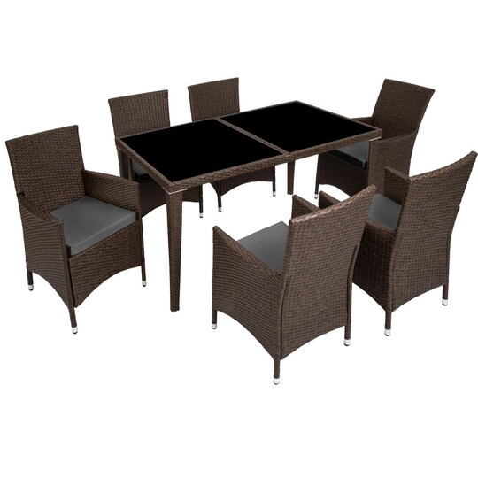 Poly rotting hagemøbel spisegruppe 6 stoler og bord - antikkbrun - Elkjøp