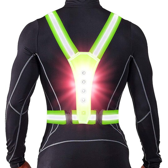 Refleksvest med LED-lys for løping, sykling og trening - Elkjøp