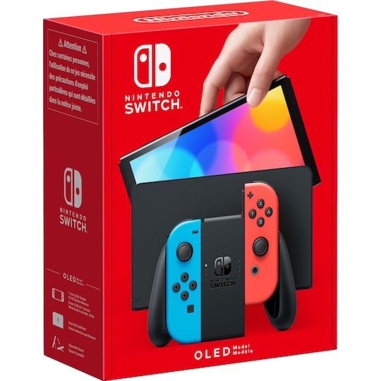 Nintendo Switch OLED gamingkonsoll med neon Joy-Con-kontroller - Elkjøp