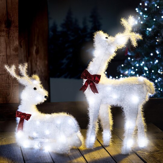 LED julebelysning reinsdyr modell 2 - hvit - Elkjøp