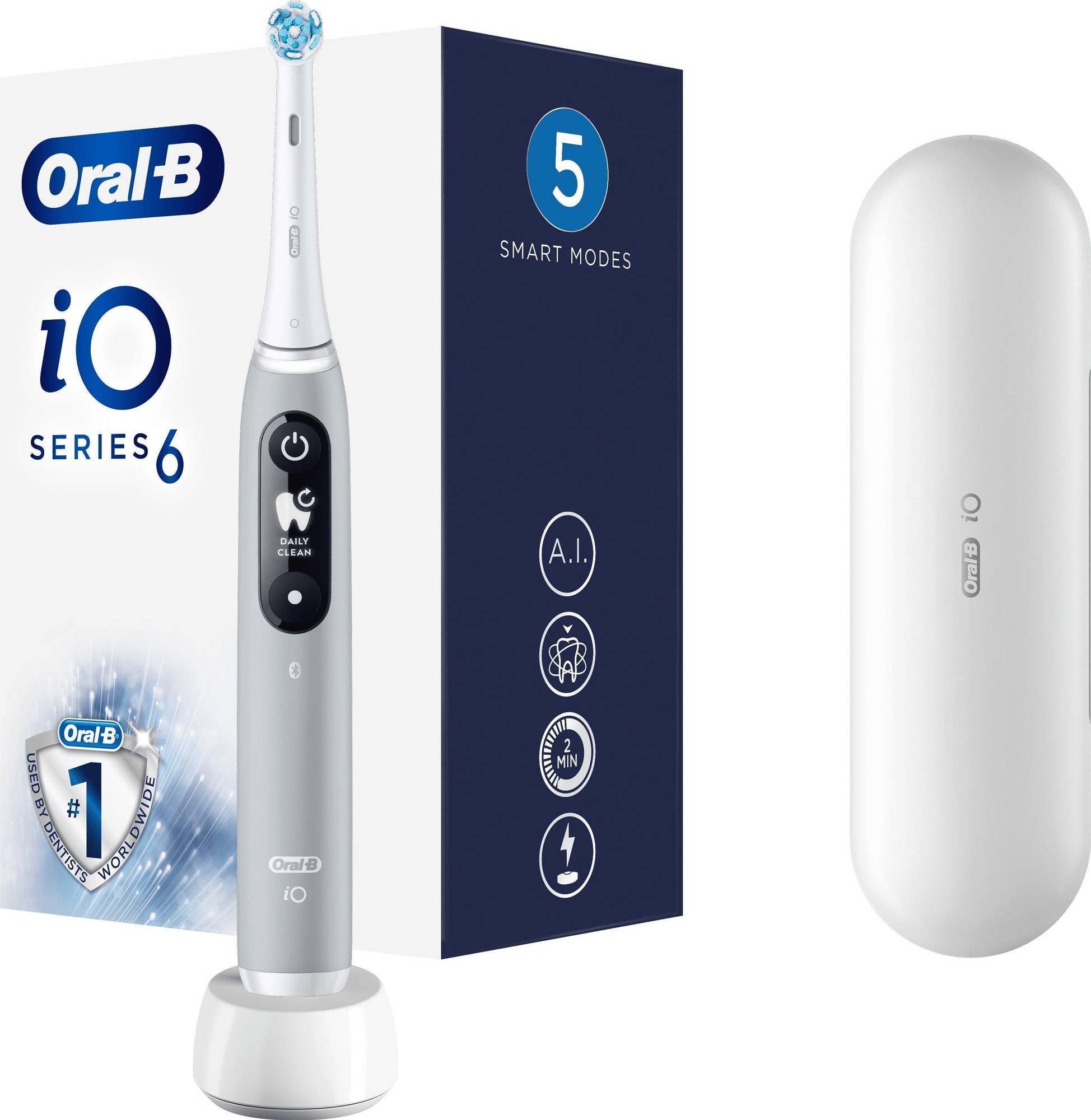 Oral-B iO6 elektrisk tannbørste 377788 (grå opal) - Elektriske tannbørster  - Elkjøp
