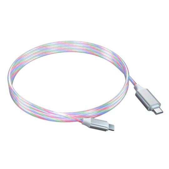 USB-C til USB-ladekabel med LED i forskjellige farger 1 meter - Elkjøp