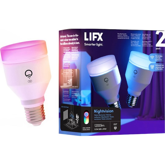 LIFX Nightvision LED-pære E27 (2-pakk) - Elkjøp