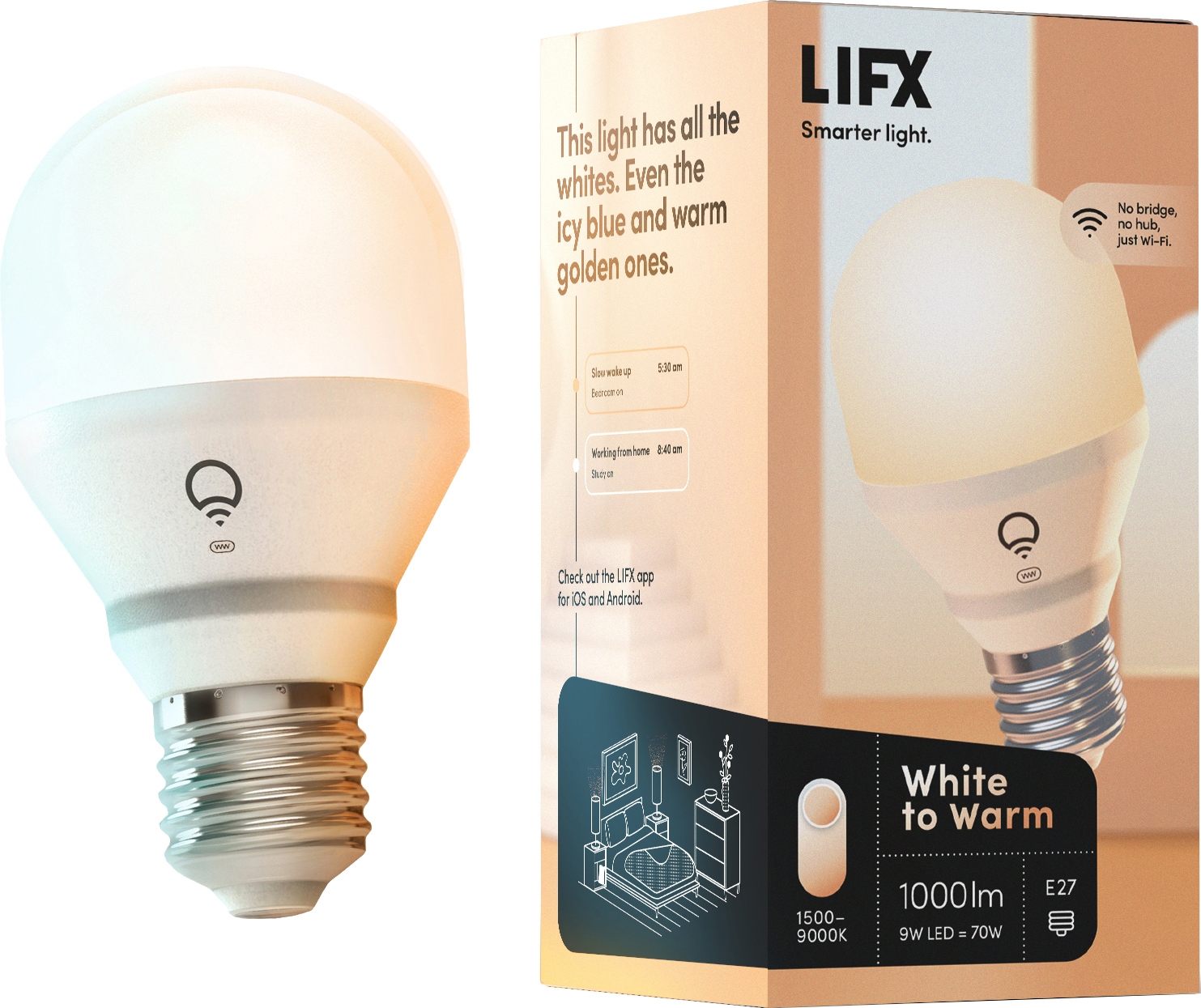 Lifx White to Warm LED-pære E27 - Elkjøp