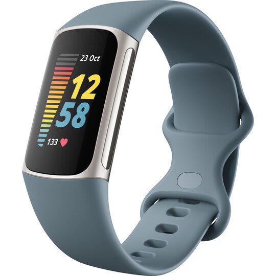 Fitbit Charge 5 aktivitetsarmbånd (steel blue/platinum) - Elkjøp