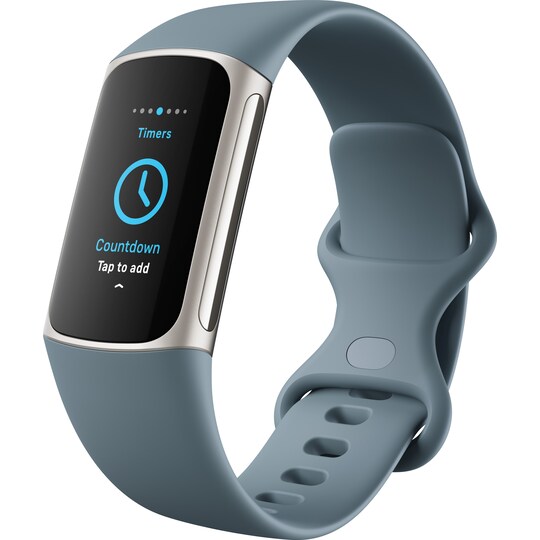 Fitbit Charge 5 aktivitetsarmbånd (steel blue/platinum) - Elkjøp