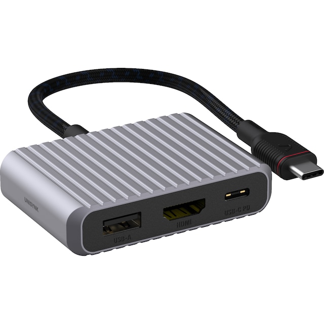 Unisynk 3 Port USB-C hubi (harmaa)