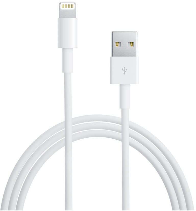 Apple Lightning til USB-kabel MD818, 1m (hvit) - Ladere og kabler til mobil  - Elkjøp